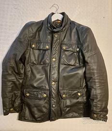 Giacca moto uomo in tessuto tecnico effetto pelle