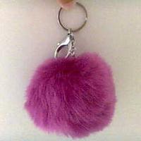 Portachiavi fiore cristallo acciaio pon pon rosa