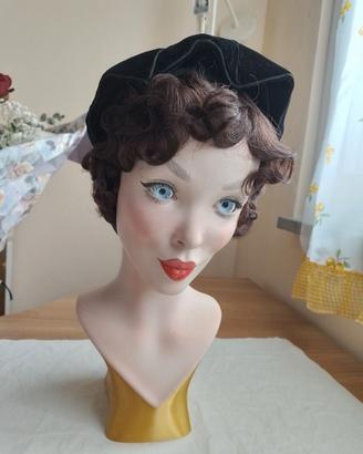 cappello copricapo vintage anni '50 in velluto
