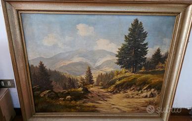 Quadro antico paesaggio montano 