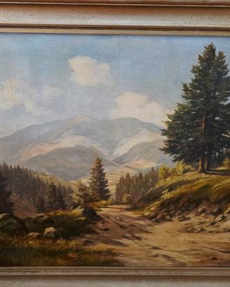 Quadro antico paesaggio montano 