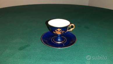 Due tazze vintage bacheca limoges blu e oro