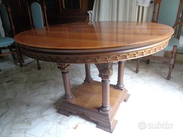 tavolo tondo noce masso apribile condizioni ottime