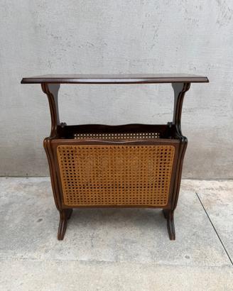 Portariviste in legno e rattan di anni 60
