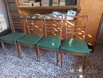 4 sedie imbottite verdi vintage