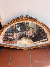 Magnifico Ventaglio Decorativo in Cornice Dorata