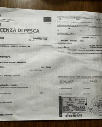 Licenza di pesca RETI DA POSTA CALANTE