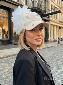 Seraphine Cap Custom Beige Tulle & Dettagli Metal 