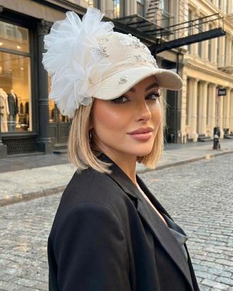 Seraphine Cap Custom Beige Tulle & Dettagli Metal 