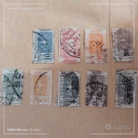 9 francobolli posta pneumatica del 1921