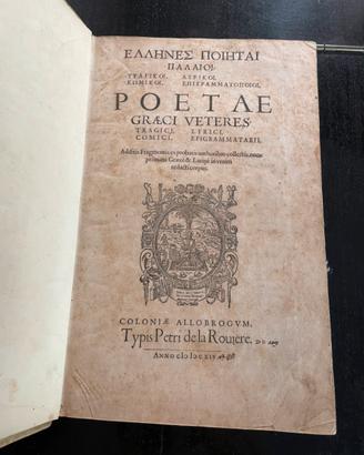 Poetae Graeci Veteres del 1594 secolo XVI