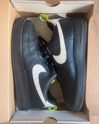 Nike Air Force 1'07  Black White Volt - Taglia 45