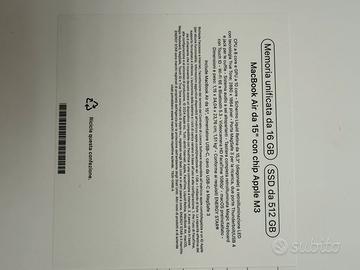 Macbook air da 15 M3