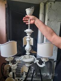 lampadario shabby in legno