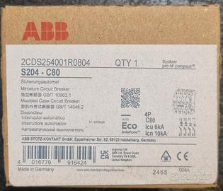 Interruttore Magnetotermico ABB S204-C80 4P 80A