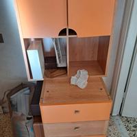 cassettiera + mobiletto 2 ante legno