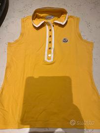Polo Moncler donna gialla bordo bianco smanicata