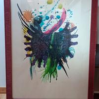 Quadro moderno stile Guttuso - Cornice bordeaux