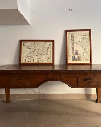 Tavolo scrivania in legno di quercia
