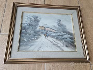 Quadro paesaggio innevato pittore Maietta