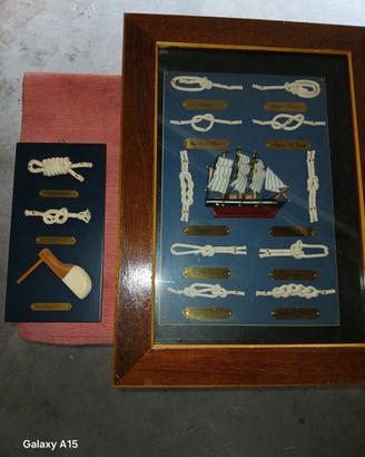 quadro con nodi e vascello in legno