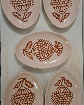 Servizio Vintage 6 Piatti Ovali + Caraffa - Pigna