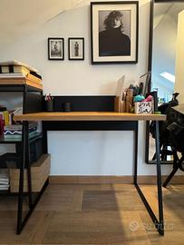 Scrivania industriale rovere e metallo nero