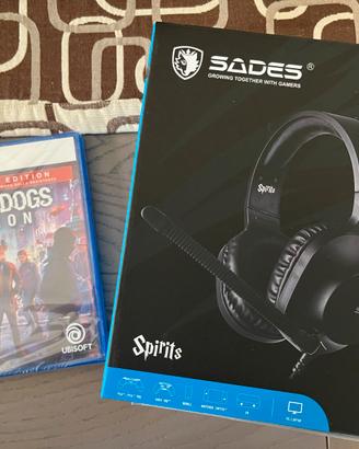 Gioco PS5 Watchdogs Legion e cuffie Sades Spirit
