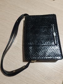 Borsa vintage nera in vera pelle di serpente