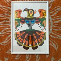 Mandala Aquila colorato a mano con cornice