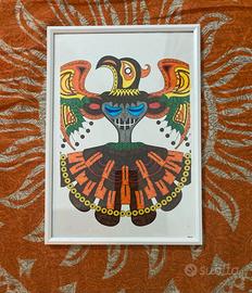 Mandala Aquila colorato a mano con cornice