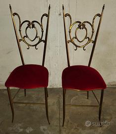 Sedie chiavarine antiche vintage velluto