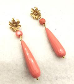 Orecchini CORALLO rosè e ottone