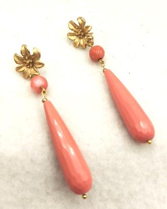 Orecchini CORALLO rosè e ottone