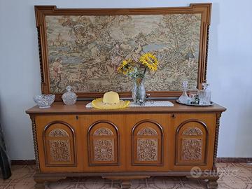 Credenza 4 ante con arazzo caccia alla volpe