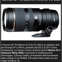 Tamron 70-200 f2,8 vc per Canon