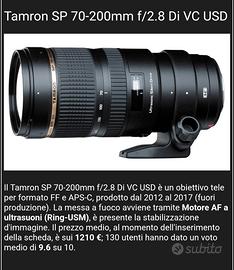 Tamron 70-200 f2,8 vc per Canon