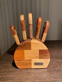 Set coltelli formaggio Brandani con ceppo in legno