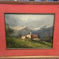 QUADRO PAESAGGIO OLIO SU TELA con CORNICE 45X55cm