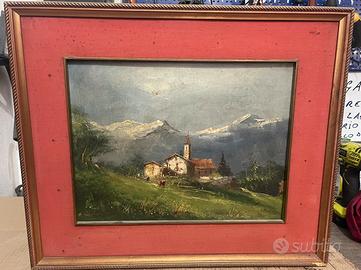 QUADRO PAESAGGIO OLIO SU TELA con CORNICE 45X55cm