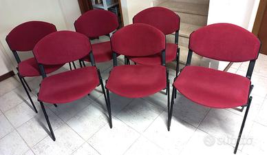 6 sedie ufficio sala d’attesa alcantara metallo