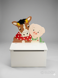 Cassapanca Porta Giochi in Legno Bambini Fattoria