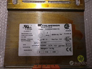 Autotrasformatore monofase 2KVA Italweber