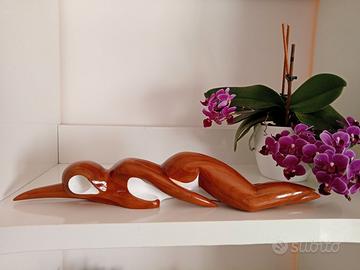Scultura nudo femminile in legno di Ciliegio
