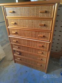 Cassettiera in bambù e vimini