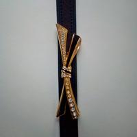 Cintura con fiocco dorato e strass (596)