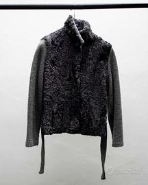 Giacca in pelliccia naturale con maniche in lana