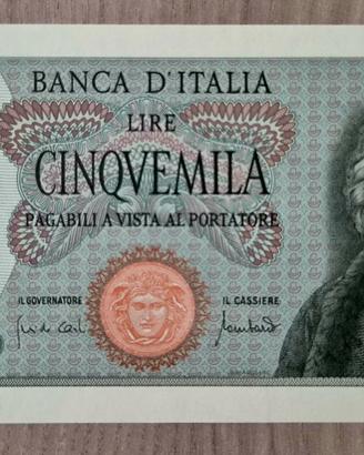 Banconota Italiana 5.000 Lire Colombo, 20/01/1970.