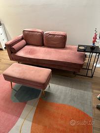 Divano Chaise Longue Velluto Rosa