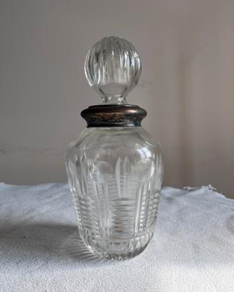 Antica bottiglia cristallo e argento per brandy